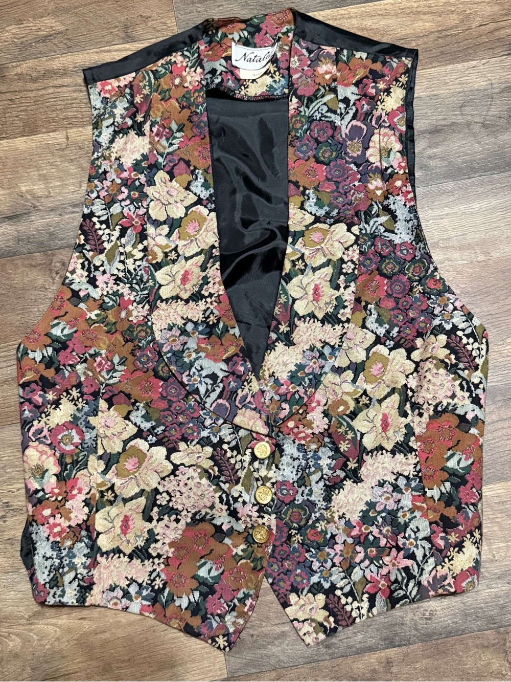 VTG 90s Floral Tapestry Vest Natalie X Cottagecore Grannycore Waistcoat•Size M•